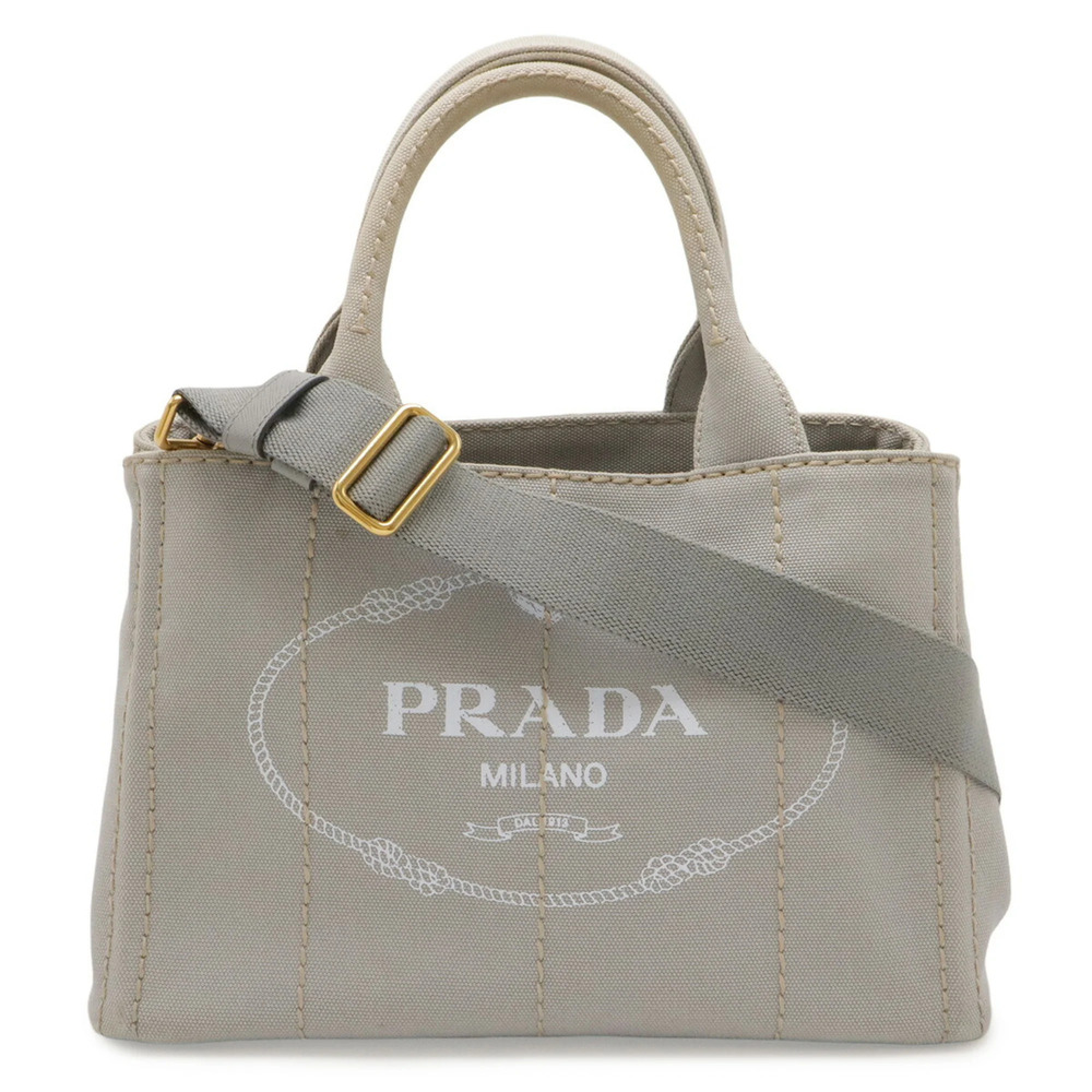 PRADA Gray Canvas Shoulder Bag